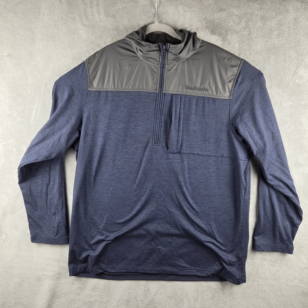 Badlands Axin 1/4 Zip Hoodie Blue Pullover Mens 2XL Hunt Fish Hiking Performance